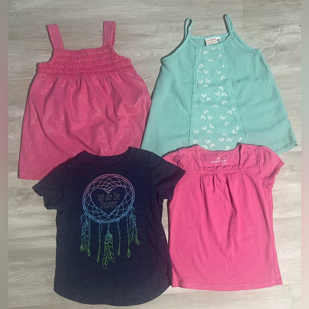 Jumping Beans Blue and Pink Sleeveless Tank Tops with Smocked Neckline